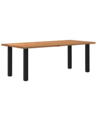 Table à manger marron clair bois de chêne massif rectangulaire | Mobilier & Déco