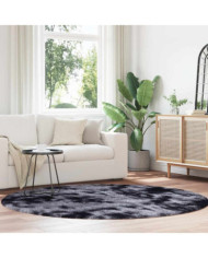 Tapis Shaggy à poils longs NAVARRA gris foncé 200x200 cm | Mobilier & Déco