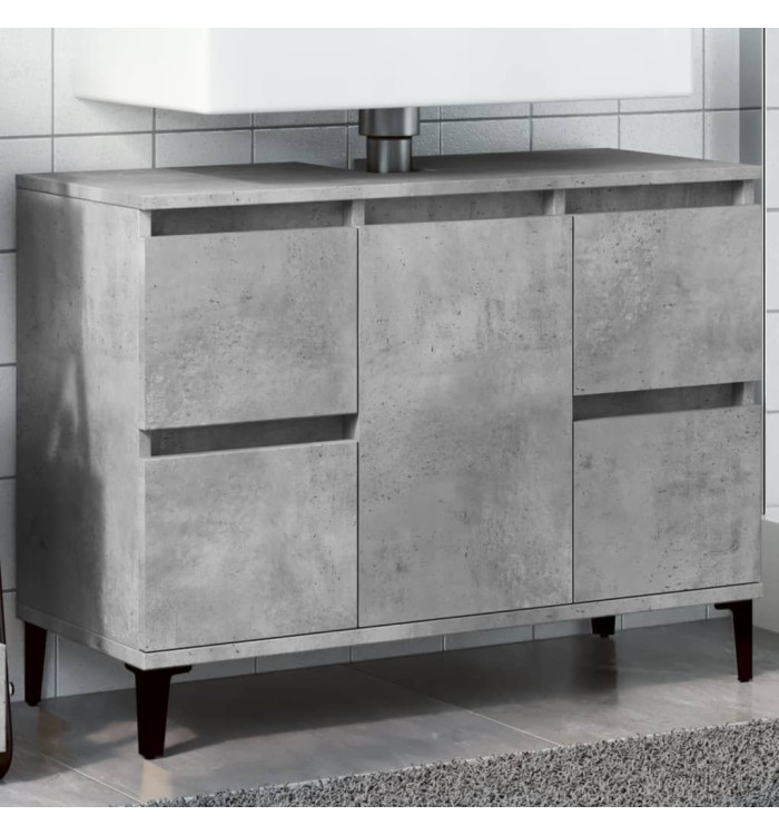 Meuble d'évier gris béton 80x33x60 cm bois d'ingénierie | Mobilier & Déco