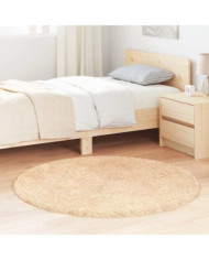 Tapis shaggy à poils longs NAVARRA beige 120x120 cm polyester | Mobilier & Déco