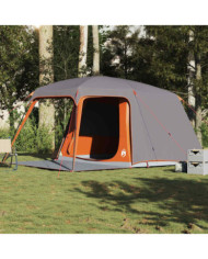 Tente de camping avec dôme porche 5 personnes gris et orange | Mobilier & Déco