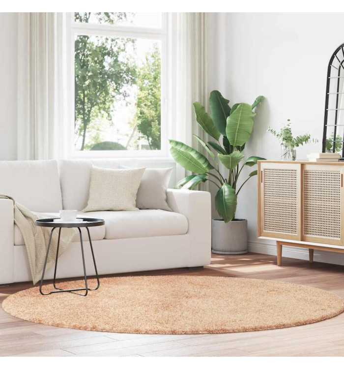 Tapis Shaggy à poils longs NAVARRA beige 200x200 cm polyester | Mobilier & Déco