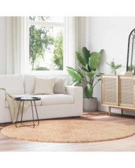 Tapis Shaggy à poils longs NAVARRA beige 200x200 cm polyester | Mobilier & Déco