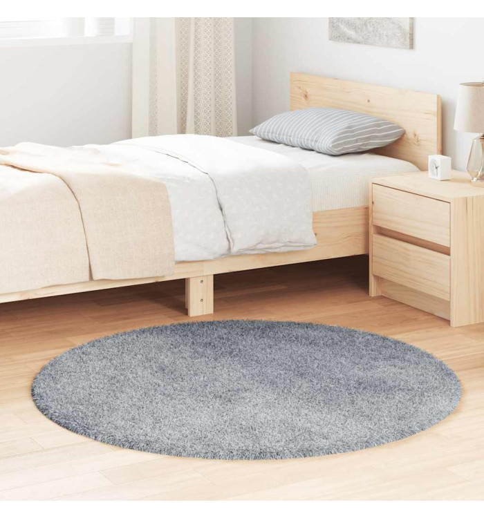 Tapis shaggy à poils longs NAVARRA gris argenté 120x120 cm | Mobilier & Déco