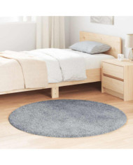 Tapis shaggy à poils longs NAVARRA gris argenté 120x120 cm | Mobilier & Déco