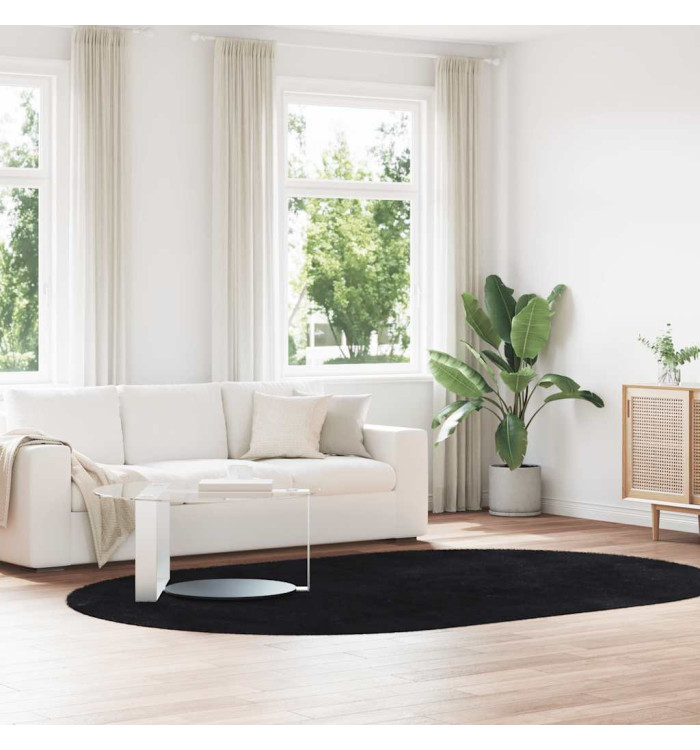 Tapis shaggy à poils longs NAVARRA noir 300x200 cm polyester | Mobilier & Déco