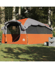 Tente familiale tunnel 6 personnes gris et orange imperméable | Mobilier & Déco