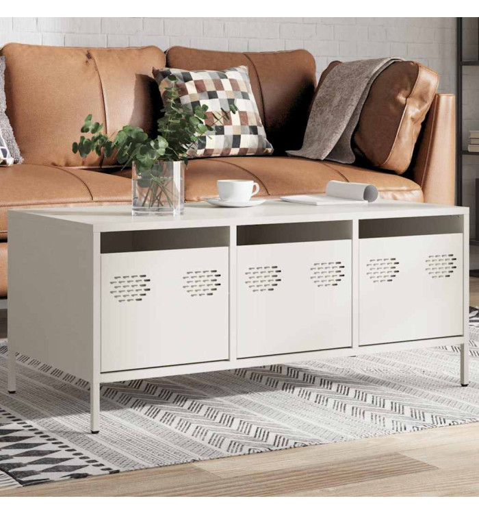Table basse blanc 101,5x50x43,5 cm acier laminé à froid | Mobilier & Déco