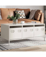 Table basse blanc 101,5x50x43,5 cm acier laminé à froid | Mobilier & Déco