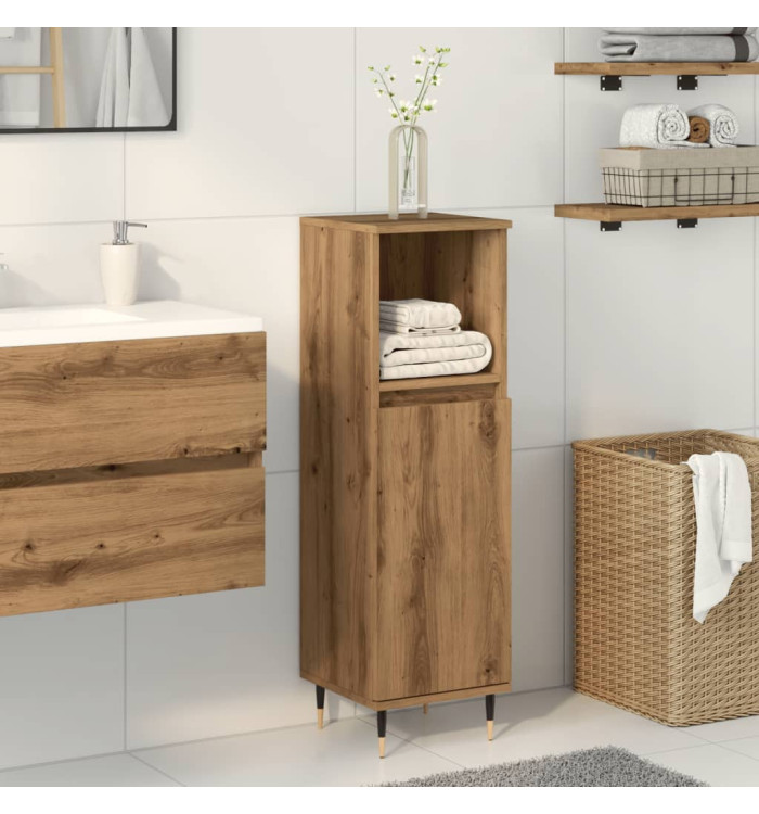 Armoire de salle de bain chêne artisanal 30x30x100 cm | Mobilier & Déco