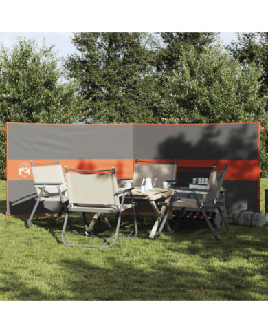 Brise-vent de camping gris et orange 344x120 cm imperméable | Mobilier & Déco