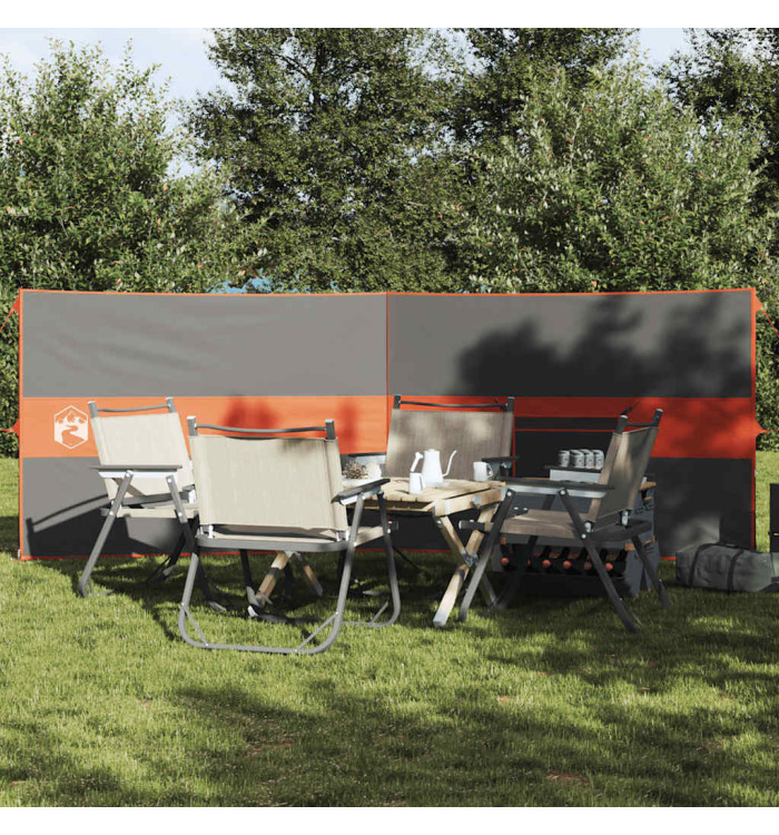 Brise-vent de camping gris et orange 344x120 cm imperméable | Mobilier & Déco