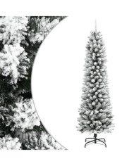 Sapin de Noël artificiel mince avec neige floquée 120 cm PVC/PE | Mobilier & Déco