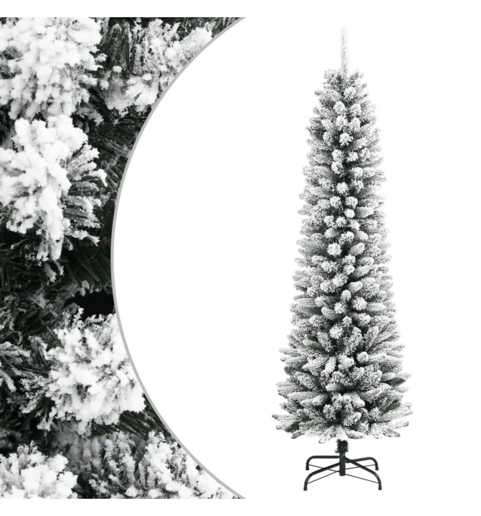Sapin de Noël artificiel mince avec neige floquée 180 cm PVC/PE | Mobilier & Déco