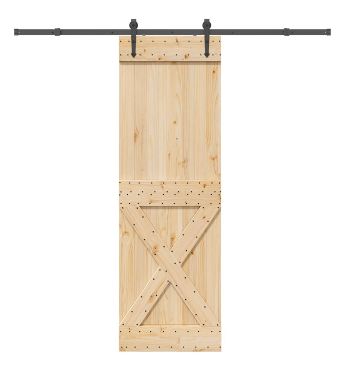 Porte coulissante et kit de quincaillerie 70x210 cm pin massif | Mobilier & Déco