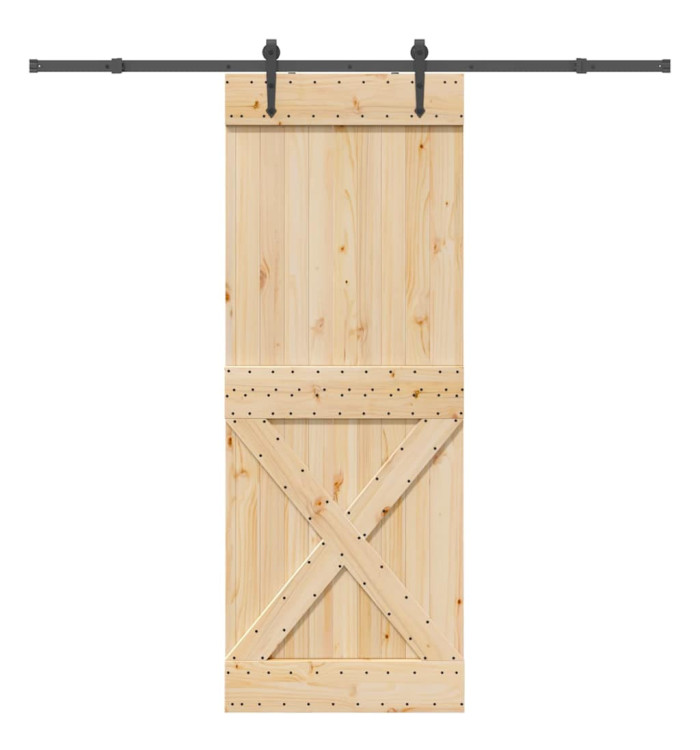 Porte coulissante et kit de quincaillerie 85x210 cm pin massif | Mobilier & Déco