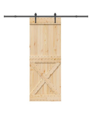 Porte coulissante et kit de quincaillerie 85x210 cm pin massif | Mobilier & Déco