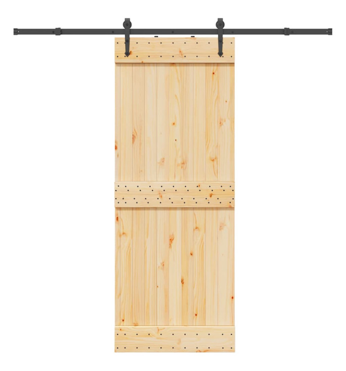 Porte coulissante et kit de quincaillerie 80x210 cm pin massif | Mobilier & Déco