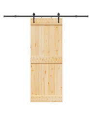 Porte coulissante et kit de quincaillerie 80x210 cm pin massif | Mobilier & Déco