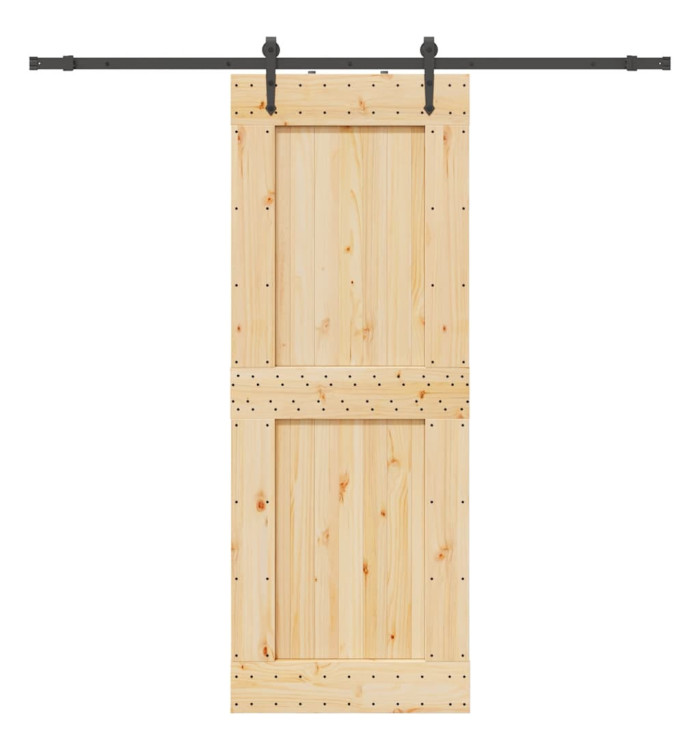 Porte coulissante et kit de quincaillerie 85x210 cm pin massif | Mobilier & Déco