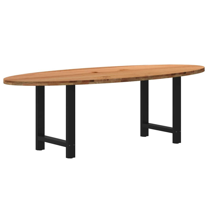 Table à manger marron clair bois de chêne massif ovale | Mobilier & Déco