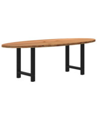Table à manger marron clair bois de chêne massif ovale | Mobilier & Déco