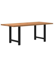 Table à manger marron clair bois de chêne massif rectangulaire | Mobilier & Déco