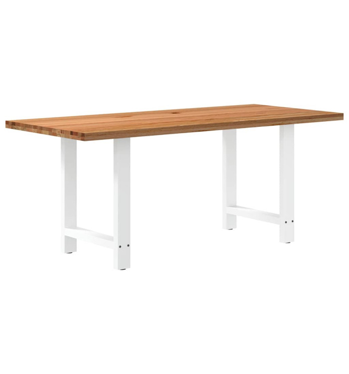 Table à manger marron clair bois de chêne massif rectangulaire | Mobilier & Déco