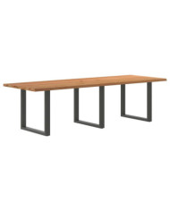 Table à manger marron clair bois de chêne massif rectangulaire | Mobilier & Déco