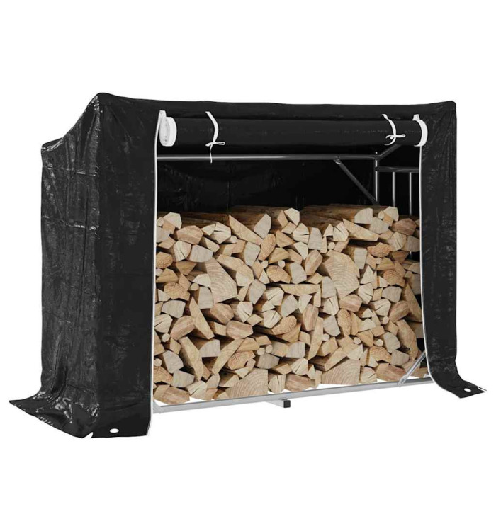 Portant de bois de chauffage et housse de pluie acier galvanisé | Mobilier & Déco