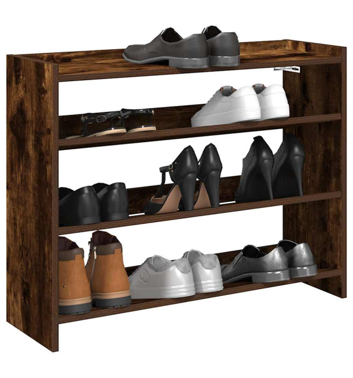 Étagère à chaussures chêne fumé 80x25x62 cm bois d'ingénierie | Mobilier & Déco