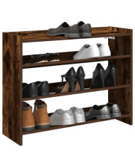 Étagère à chaussures chêne fumé 80x25x62 cm bois d'ingénierie | Mobilier & Déco