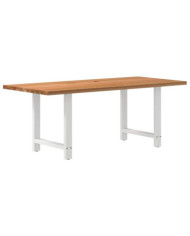 Table à manger marron clair bois de chêne massif rectangulaire | Mobilier & Déco