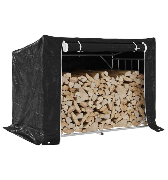 Portant de bois de chauffage et housse de pluie acier galvanisé | Mobilier & Déco