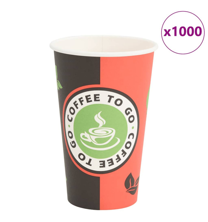 Tasses à café en papier 1000 pcs 16oz 400ml rouge et noir | Mobilier & Déco
