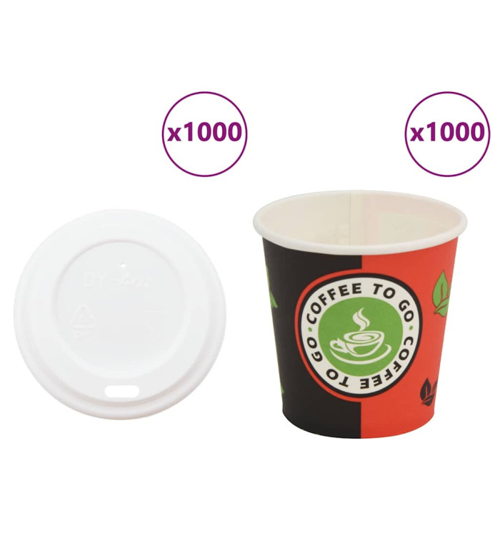 Tasses à café en papier avec couvercles 1000 pcs 4oz 120ml | Mobilier & Déco