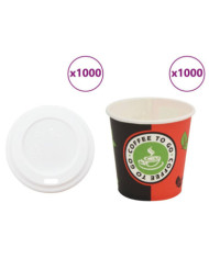 Tasses à café en papier avec couvercles 1000 pcs 4oz 120ml | Mobilier & Déco