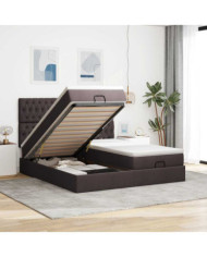  Cadre de lit ottoman avec matelas marron foncé 180x200 cm tissu | Mobilier & Déco