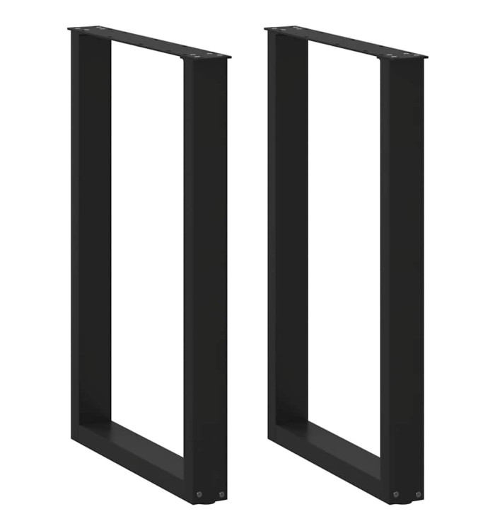 Pieds de table basse forme de U 2 pcs noir 60x(90-91) cm acier | Mobilier & Déco