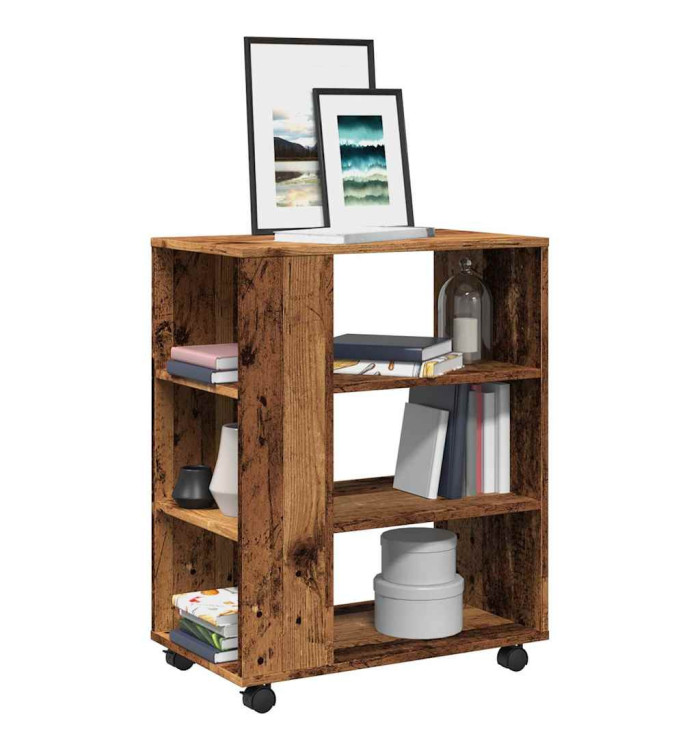 Armoire à roulettes vieux bois 60x35x75 cm bois d'ingénierie | Mobilier & Déco