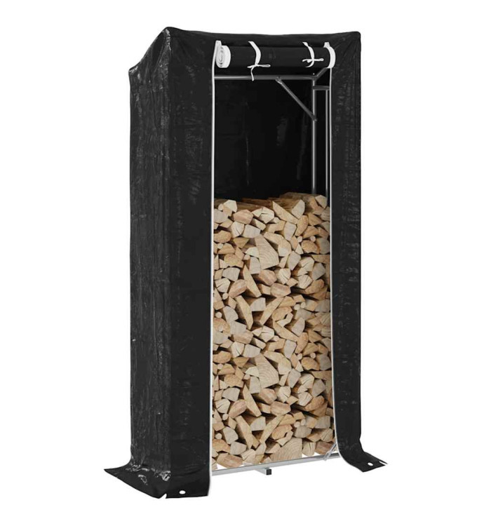 Portant de bois de chauffage et housse de pluie acier galvanisé | Mobilier & Déco