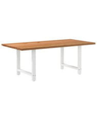 Table à manger marron clair bois de chêne massif rectangulaire | Mobilier & Déco