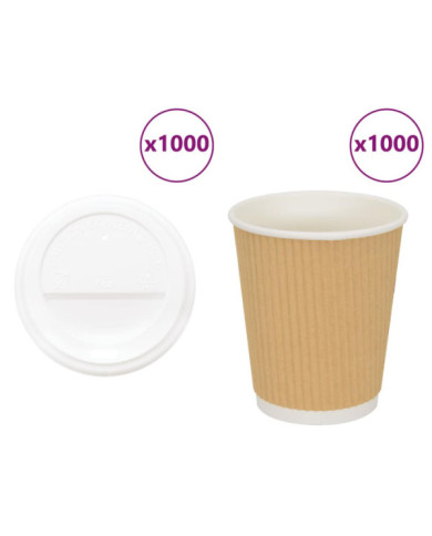 Tasses à café en papier avec couvercles 1000 pcs 8oz 200ml | Mobilier & Déco