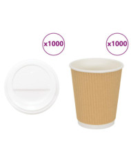Tasses à café en papier avec couvercles 1000 pcs 8oz 200ml | Mobilier & Déco