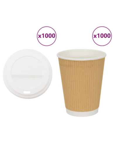 Tasses à café en papier avec couvercles 1000 pcs 16oz 400ml | Mobilier & Déco