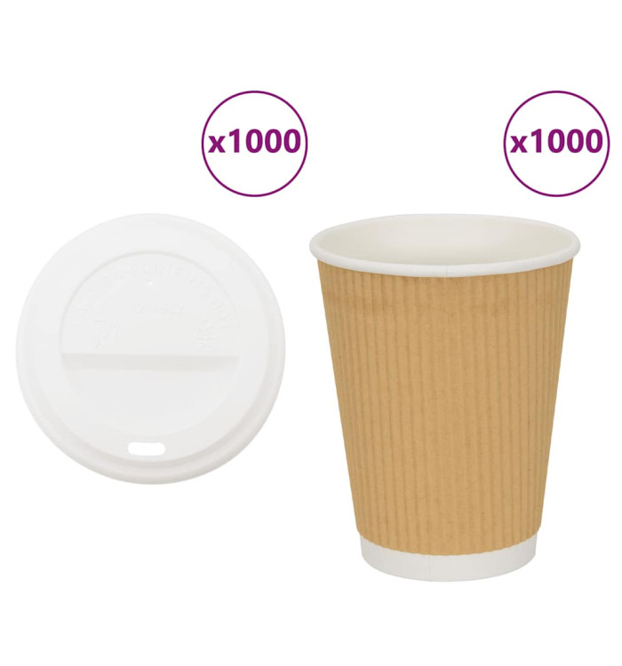 Tasses à café en papier avec couvercles 1000 pcs 16oz 400ml | Mobilier & Déco