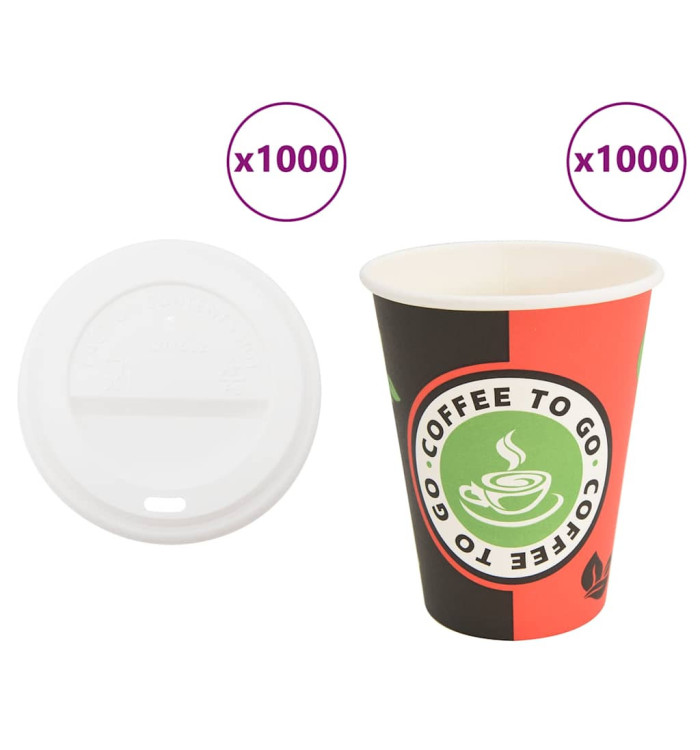 Tasses à café en papier avec couvercles 1000 pcs 4oz 100ml | Mobilier & Déco