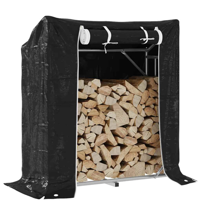 Portant de bois de chauffage et housse de pluie acier galvanisé | Mobilier & Déco