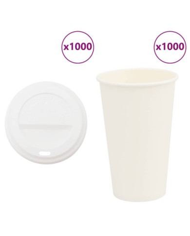 Tasses à café en papier avec couvercles 1000 pcs 16oz 400ml | Mobilier & Déco