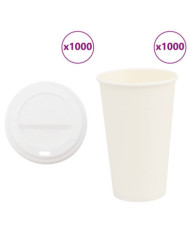 Tasses à café en papier avec couvercles 1000 pcs 16oz 400ml | Mobilier & Déco